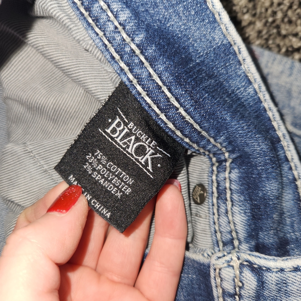 buckle black fit no 9. straight Leg Jeans Mens Sz 30 R, Lightwash Stretch Faded - Picture 6 of 11